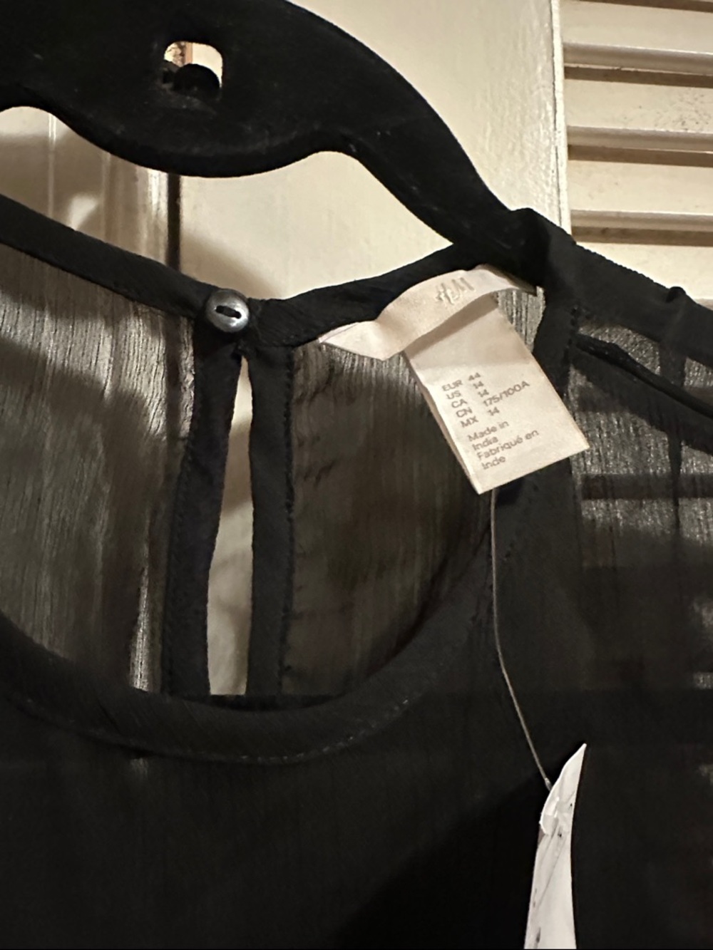 H&M Black Ruffle Cold-Shoulder Sheer Blouse - Picture 3 of 4